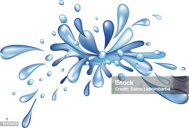 Big Blue Clean Water Splash Vector With Dripping Waterdrops Stock Illustration - Download Image Now