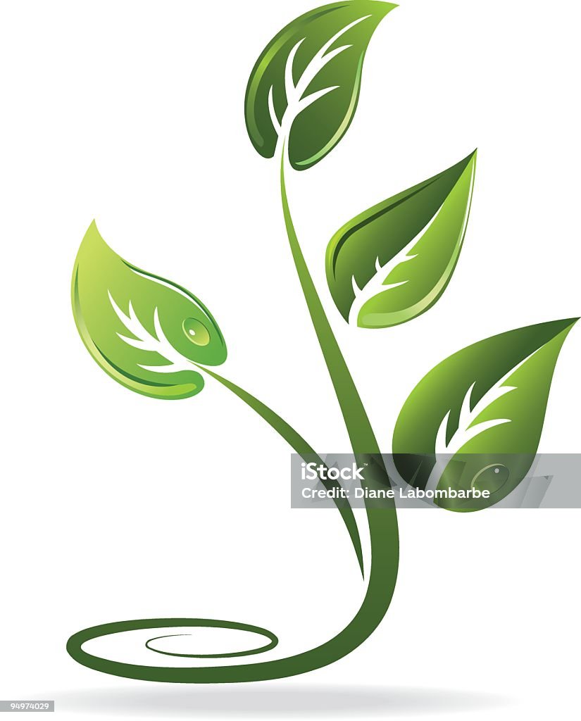 Curly isoliert Weiß und Grün, Recycling Blatt Clipart symbol - Lizenzfrei Baum Vektorgrafik