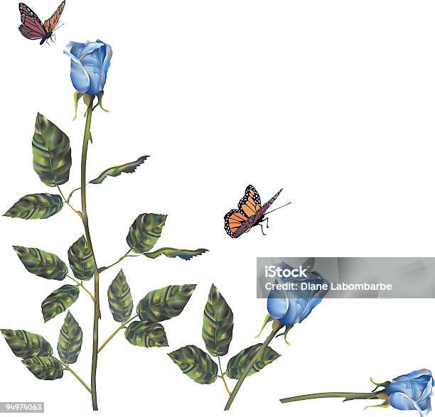 Vetores de Rosas Azuis e mais imagens de Azul - Azul, Borboleta, Figura para recortar