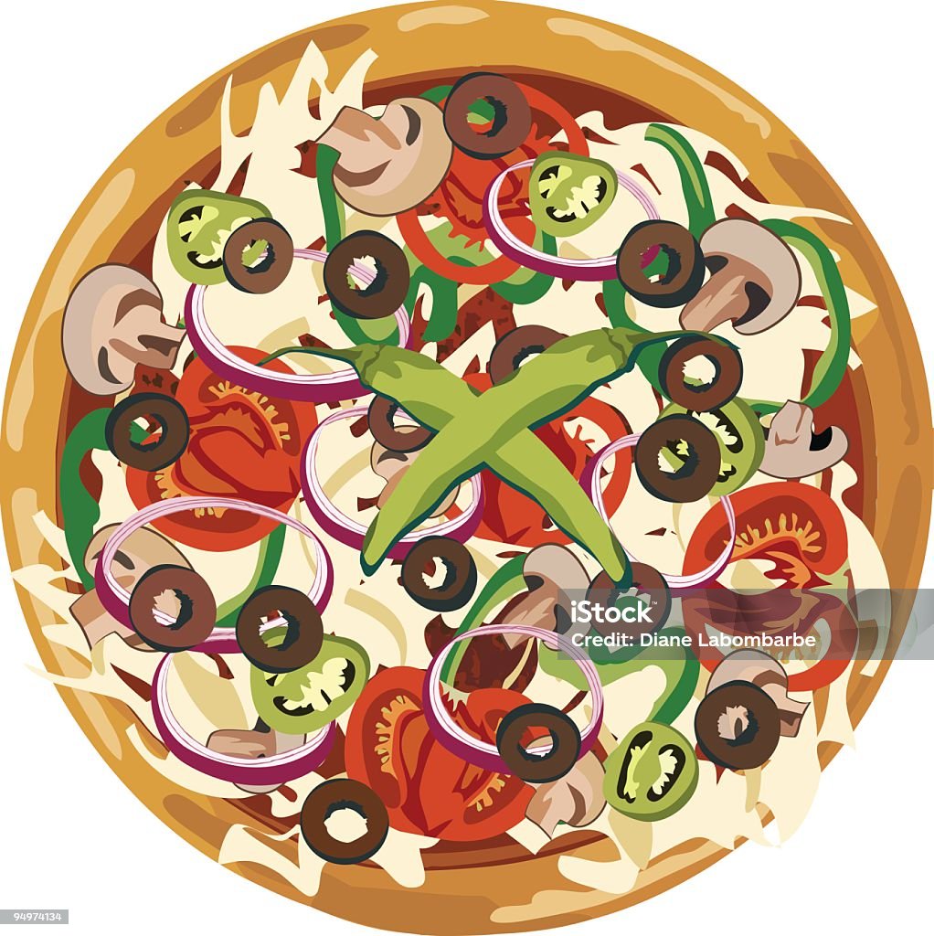 Vegetarian Pizza Vegetarian Pizza. Bell Pepper stock vector