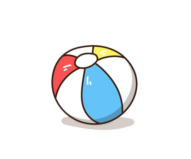 ilustraciones, imágenes clip art, dibujos animados e iconos de stock de doodle de mano dibujada colorida pelota de playa. elemento gráfico de vector ilustración - american football football season white