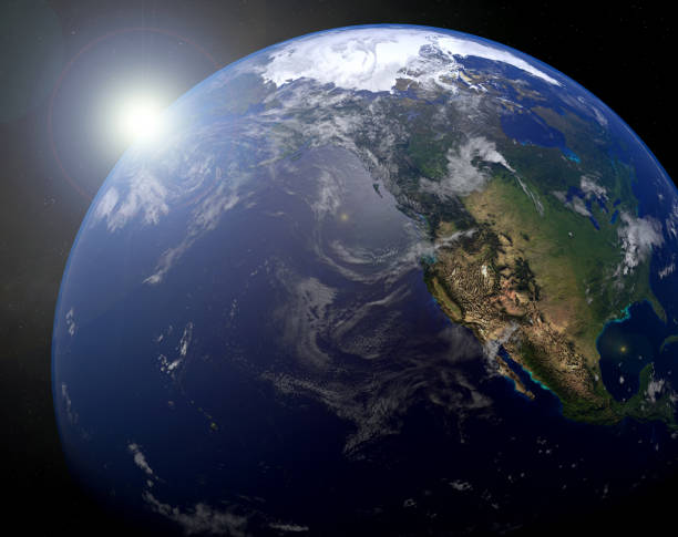 Earth on Space with Sun light and Star,Elements of this image furnished by NASA.