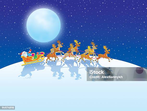 밤에 크리스마스 전에 산타 클로스에 대한 스톡 벡터 아트 및 기타 이미지 - 산타 클로스, 순록, 크리스마스