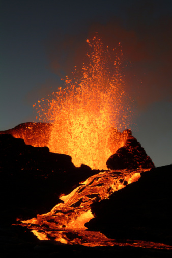 volcanic eruption at kilauea coastline at big island, hawaii islands, usa.