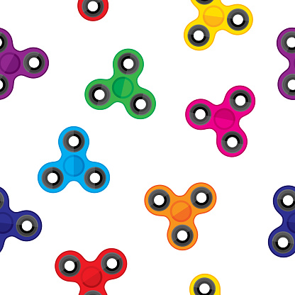 Vector illustration of toy spinners in a repeating pattern.