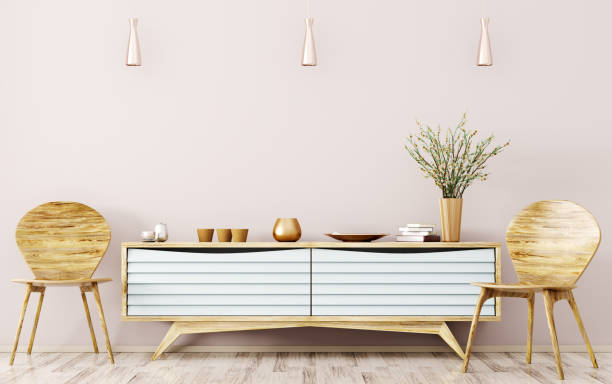 istock Interior of living room with sideboard and chairs 3d rendering 949787412