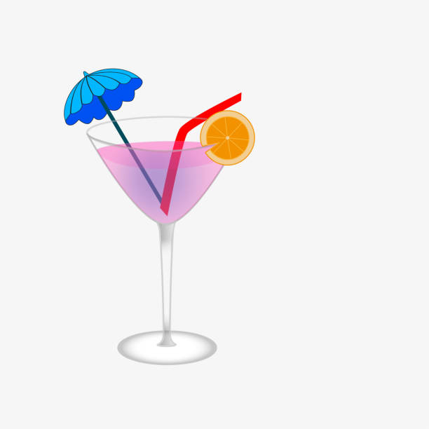 ilustraciones, imágenes clip art, dibujos animados e iconos de stock de vidrio de vino de cristal con un cóctel. - drink umbrella cocktail glass isolated