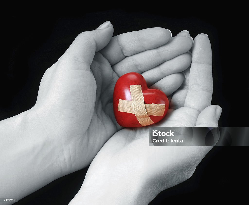 broken heart  Adhesive Bandage Stock Photo