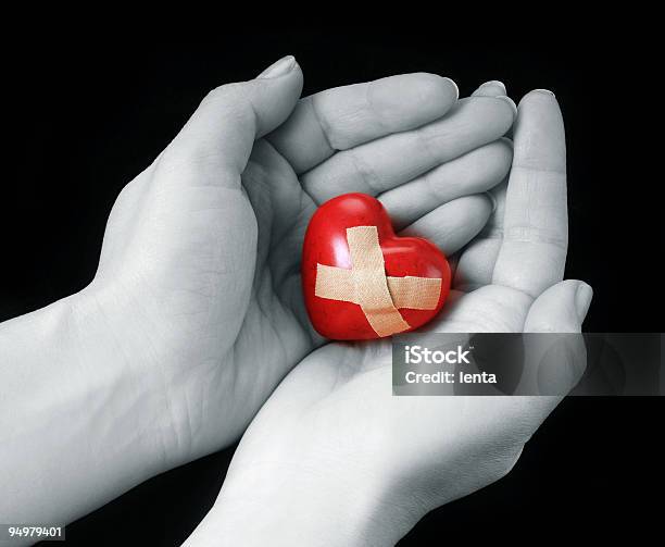 Broken Heart Stock Photo - Download Image Now - Adhesive Bandage, Black Color, Broken