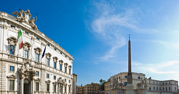 Piazza Venezia square and Foro Traiano in historic city center of Rome