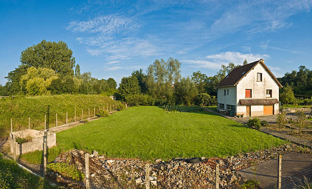 Blurry alpine landscape with green grass on the foreground, photo taken in Fussen, Germany.