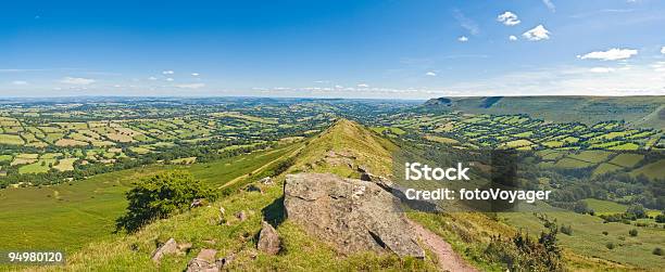 Green Pasture Mountain Ridges Stock Photo - Download Image Now - Farm, Welsh Culture, Agricultural Field