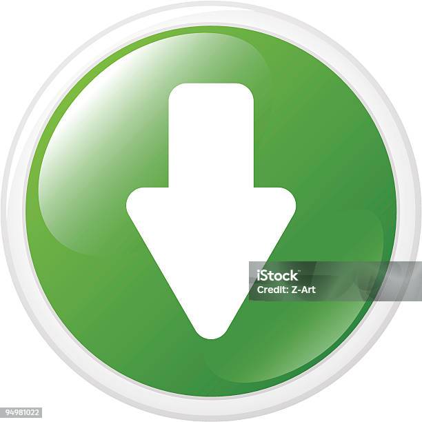 Símbolo De Download Botão O Ícone - Arte vetorial de stock e mais imagens de Descer - Descer, Design, Download