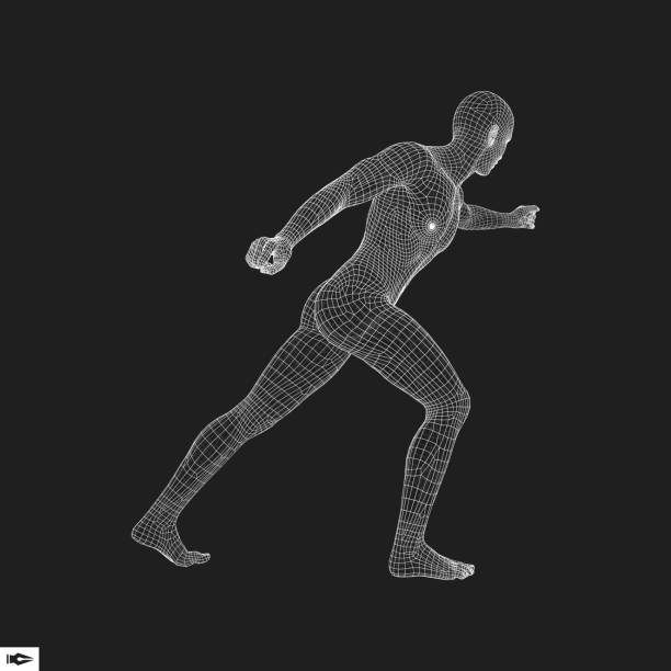 istock Fighter. 3D Model of Man. Human Body. Sport Symbol. Design Element. Vector Illustration. 949827054
