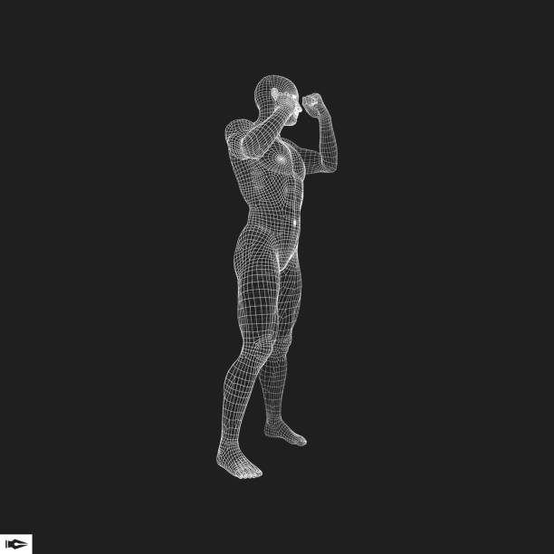 istock Fighter. 3D Model of Man. Human Body. Sport Symbol. Design Element. Vector Illustration. 949827076