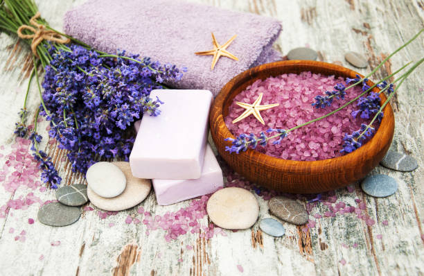 istock Spa products and lavender flowers 949835752