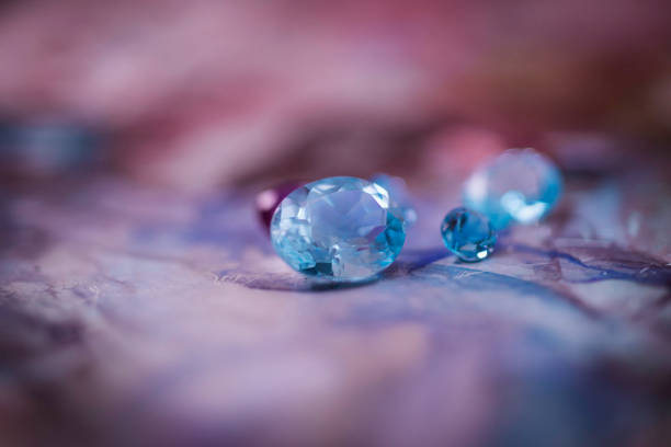 close up of two blue topaz - sapphire gem topaz blue imagens e fotografias de stock