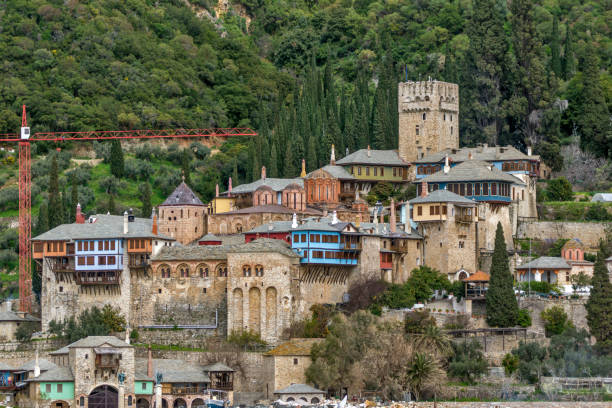 istock Docheiariou (Dochiariou) monastery at Mount Athos in Autonomous Monastic State of the Holy Mountain, Greece 949842376