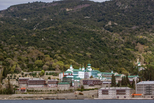 istock Saint Panteleimon (Saint Pantaleon) Monastery at Mount Athos in Autonomous Monastic State of the Holy Mountain, Greece 949845902