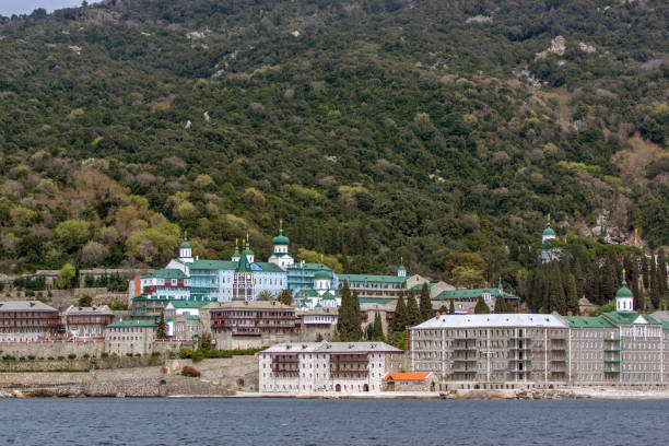 istock Saint Panteleimon (Saint Pantaleon) Monastery at Mount Athos in Autonomous Monastic State of the Holy Mountain, Greece 949845988