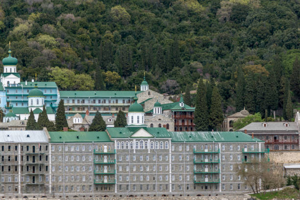 istock Saint Panteleimon (Saint Pantaleon) Monastery at Mount Athos in Autonomous Monastic State of the Holy Mountain, Greece 949846024