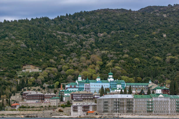 istock Saint Panteleimon (Saint Pantaleon) Monastery at Mount Athos in Autonomous Monastic State of the Holy Mountain, Greece 949846086