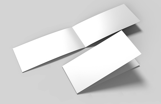 Folleto paisaje blanco blanco plantilla para mock up y diseño de presentación. Ilustración 3D. photo