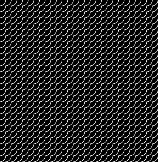 istock Geometric fish scales chinese seamless pattern. Wavy roof tile background for design. Modern repeating stylish texture. Flat pattern. Vector 949849030