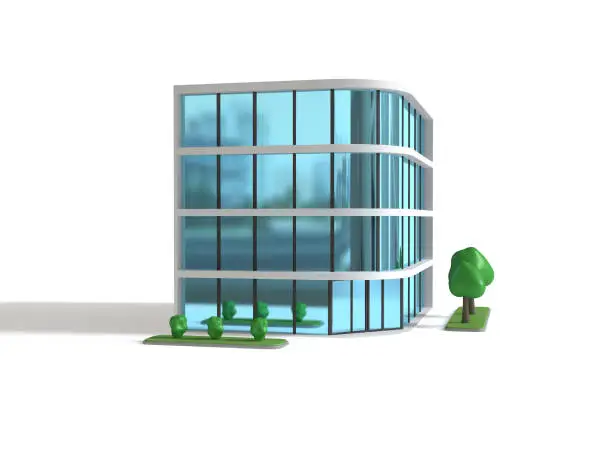 office building window glass reflection 3d rendering business economy concept