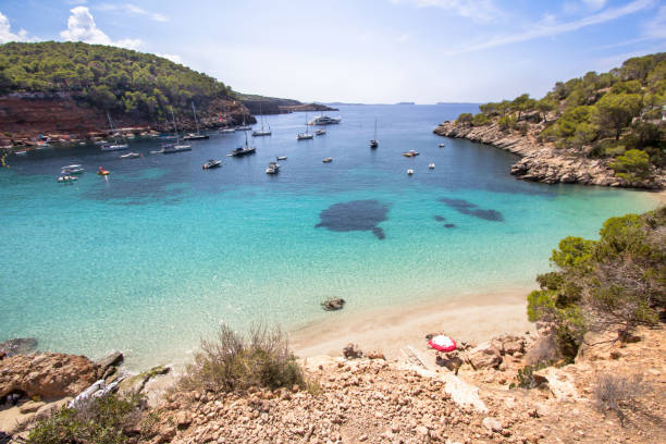 Cala Salada beach, Ibiza, Spain stock photo