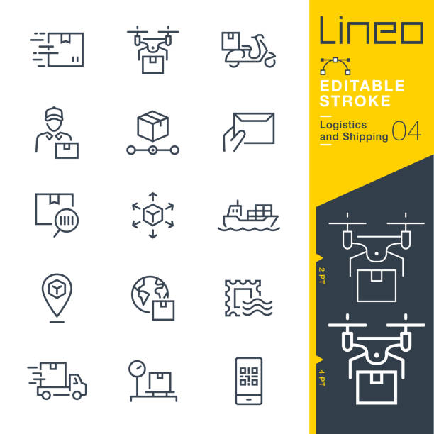 Lineo Editable Stroke - Logistics and Shipping line icons Vector Icons - Adjust stroke weight - Expand to any size - Change to any colour freight transportation stock illustrations