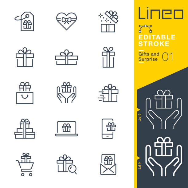 Lineo Editable Stroke - Gifts and Surprise line icons Vector Icons - Adjust stroke weight - Expand to any size - Change to any colour computer birthday stock illustrations