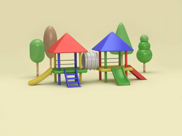 Mini Playground colorful soft yellow background 3D Rendering