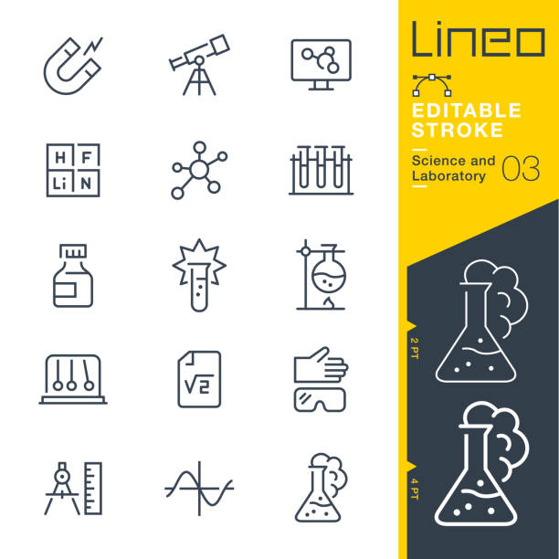 Lineo Editable Stroke - Science and Laboratory line icons Vector Icons - Adjust stroke weight - Expand to any size - Change to any colour Physics stock illustrations