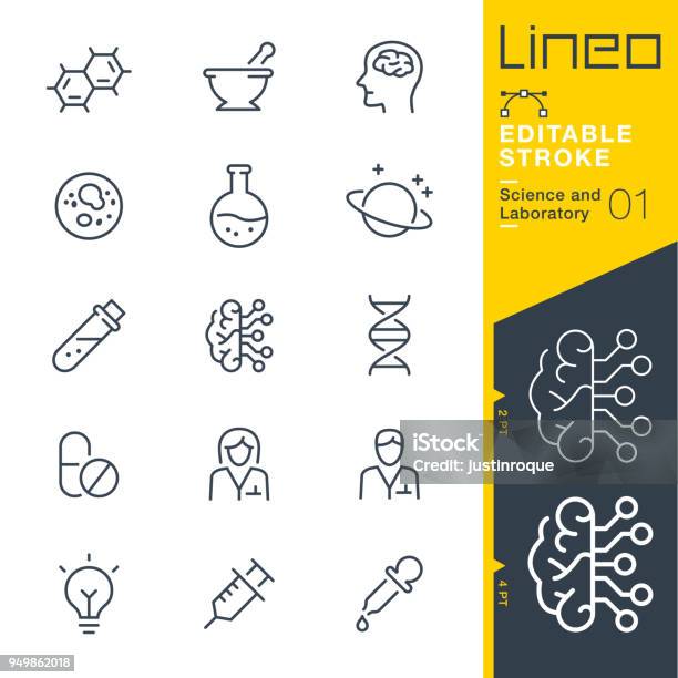 Ilustración de Lineo De Movimiento Editables Laboratorio De Ciencia Y Línea De Iconos y más Vectores Libres de Derechos de Ícono