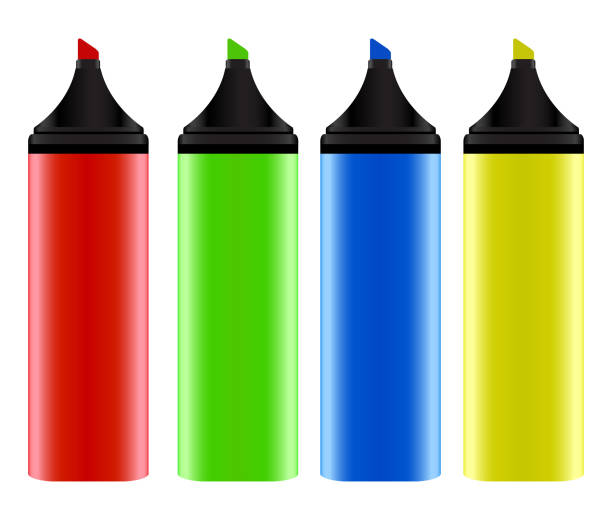 realistische bunten neon marker. vektor-illustration - filzarbeiten stock-grafiken, -clipart, -cartoons und -symbole