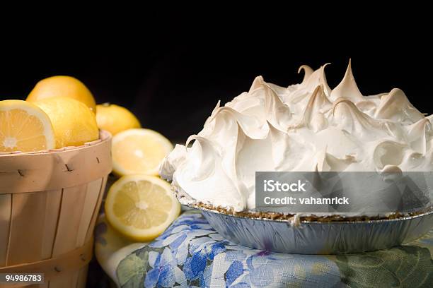 Basket Of Lemons With Lemon Meringue Pie Stock Photo - Download Image Now - Baked, Baked Pastry Item, Basket
