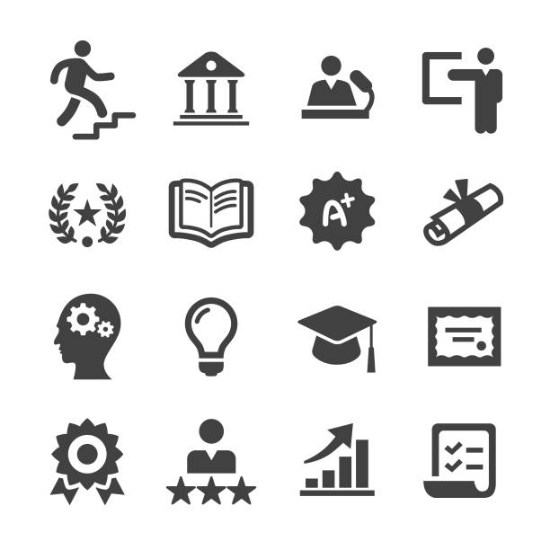 Higher Education Icons - Acme Series Higher Education, university, teaching, learning school activity stock illustrations