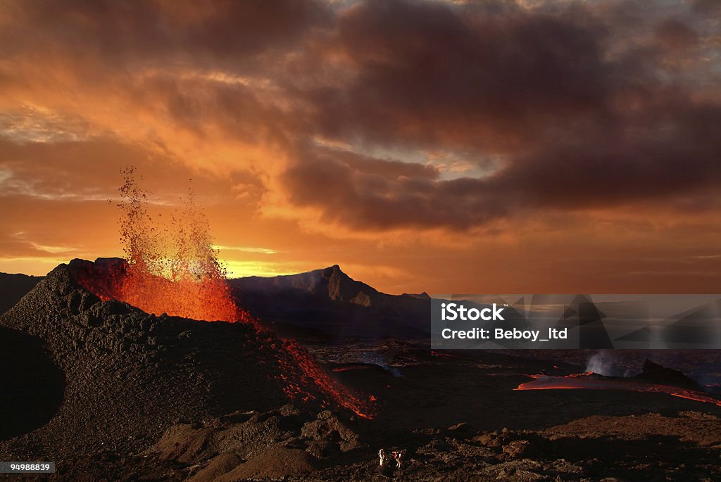 Volcano erupting at night spewing orange lava http://www.beboy.fr/is/volcano.jpg Volcano Stock Photo