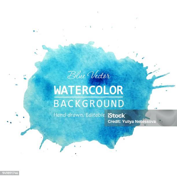Watercolor Splash Banner Design Isolated Watercolor Stain Blue Watercolor Background Watercolor Texture Background For Text Web Banner Label Card Backdrop Tag Flyers Design Vector Stock Illustration - Download Image Now