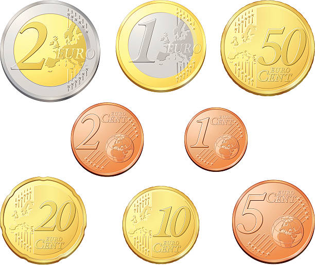 ilustraciones, imágenes clip art, dibujos animados e iconos de stock de completa monedas de euro - símbolo de moneda de la comunidad europea