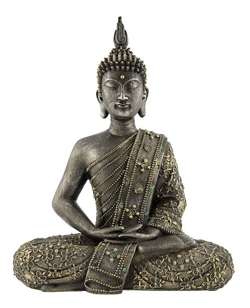 istock Metal Buddha statue with gyms on a white background 94989617