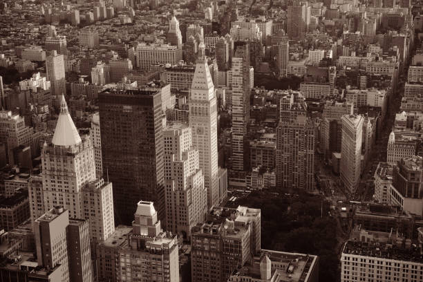 New York City New York City rooftop view with downtown Manhattan skyscrapers and urban cityscape. new york life building stock pictures, royalty-free photos & images