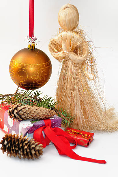 istock Figure angel, ball, gift-boxes and fur-tree branch 94990580