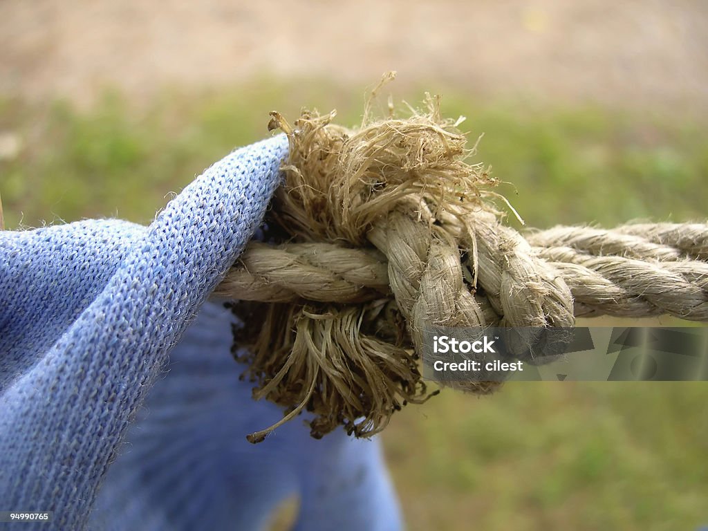 Knot in a rope  Blue Stock Photo