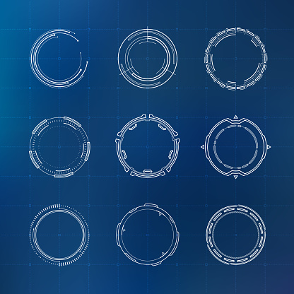 Futuristic Sci-Fi technology vector circle elements for HUD user interface, infographics, loading bars, background etc.