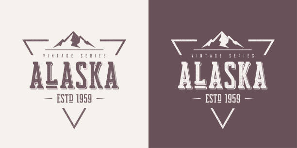 alaska zustand texturiert vintage vektor t-shirts und bekleidung design, typografie, print, logo, plakat. - alaska stock-grafiken, -clipart, -cartoons und -symbole