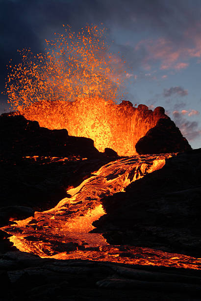 Volcano eruption stock photo