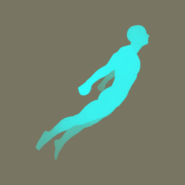 istock Jumping Man. 3D Model of Man. Human Body. Sport Symbol. Design Element for Business, Science and Technology. Vector Illustration. 949930698