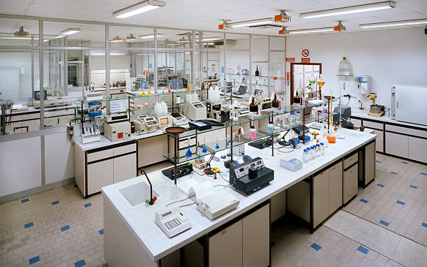 istock Chemical research laboratory with many instruments on the tables 94993242